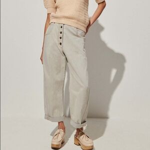 Rachel Comey Jeans Womens 4 Gray Khaki Wash Elkin Pant Barrel Wide Leg
